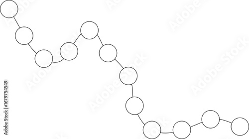 Abstract vector element featuring a smoothly curved linear structure with rounded circular connections, creating a controlled bending effect.