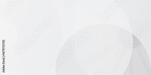 White geometric abstract background overlap layer on bright space with lines effect decoration. Modern graphic design element circles style concept for banner.
