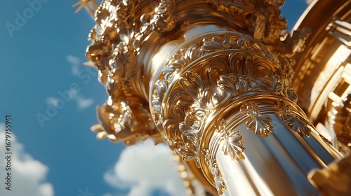 Detailed architectural Corinthian column design with floral patterns image