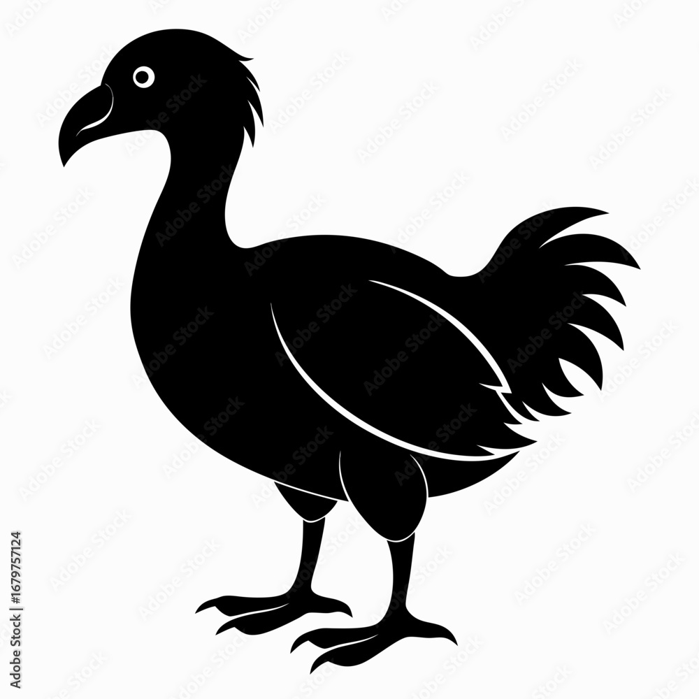 Fototapeta premium Simple Dodo Vector Illustration in Black Silhouette