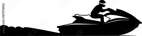 Jet ski silhouette icon in vector EPS format. Water sports, speed, and recreation theme graphic design.
