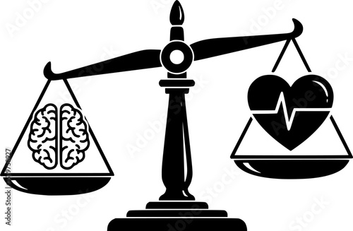 Silhouette vector of ethics in AI scale icon representing balance, fairness, justice, and responsible technology.
