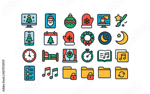 colorful flat vector icons Christmas (Advanced) christmas digital christmas online christmas cardeco christmas wallpaper christmas iconset christmas graphic christmas art christmas.