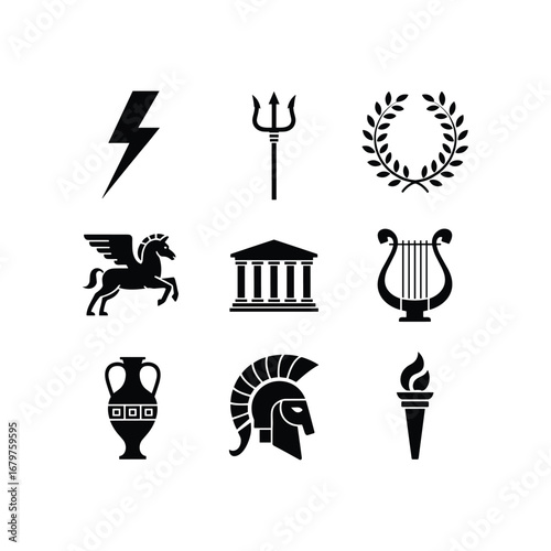 Ancient greek symbols of power mythology and culture featuring pegasus and gods pantheon