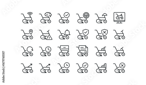 vector outline icons Plow (Advanced) plow smart plow ai plow auto plow manual plow monitor plow tracker plow alert plow notify plow secure plow unsecure plow backup plow restore plow.