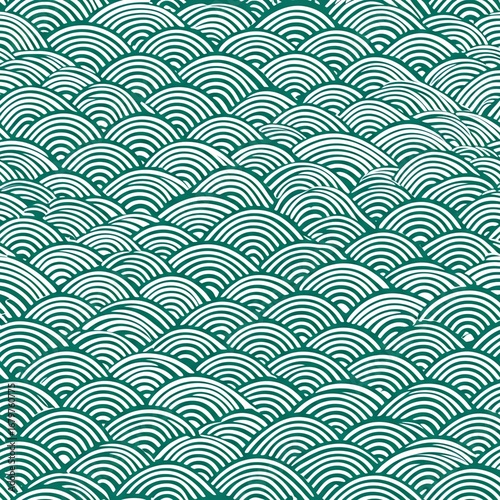 Elegant Japanese wave seamless pattern vector illustration, evoking traditional Ukiyo-e art with flowing, stylized water motifs.
