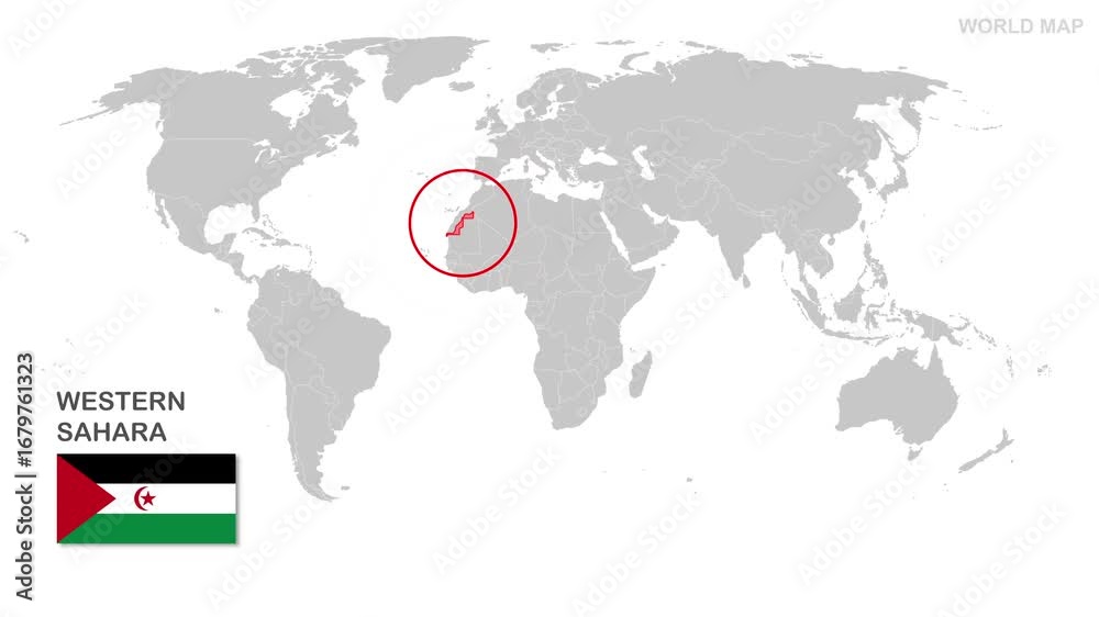 Western Sahara Map Video Highlighted In World Map With National Flag 1000 F 1679761323 