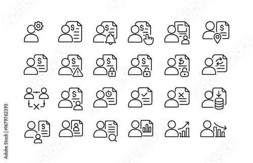 vector outline icons Payroll (Advanced) payroll smart payroll ai payroll auto payroll manual payroll monitor payroll track payroll alert payroll notify payroll secure payroll unsecure.