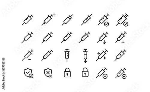 vector outline icons Injection (Basic) injection icon injection new injection old injection valid injection invalid injection active injection inactive injection open injection closed.