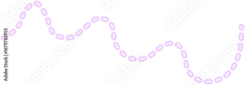 Wiggly freeform stroke with a glowing neon purple dashed appearance.
