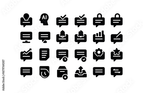 vector solid black filled icons Caption (Advanced) caption smart caption ai caption synced caption unsynced caption secure caption unsecure caption monitor caption track caption alert.
