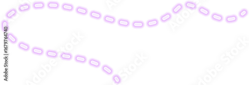 Thin dynamic curved stroke with a glowing neon purple dashed outline.
