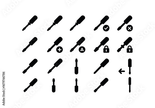 vector solid black filled icons Screwdriver (Basic) screwdriver icon screwdriver new screwdriver old screwdriver valid screwdriver invalid screwdriver active screwdriver inactive.