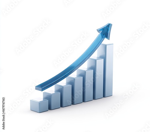 A light-blue, upward-trending bar graph signifies growth and progress against a bright white background. Free Download A light-blue, upward-trending bar graph signifies growth and progress against a bright white background. - GFXLoad