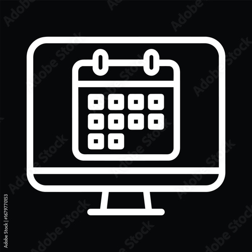 A simple black and white In the computer there is a calendar icon