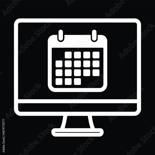 A simple black and white In the computer there is a calendar icon