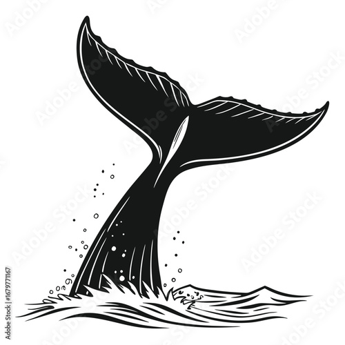 Whale tail glowing on shattered pool silhouette