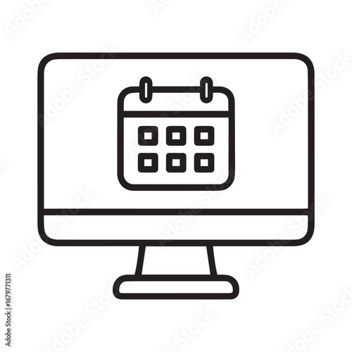 A simple black and white In the computer there is a calendar icon