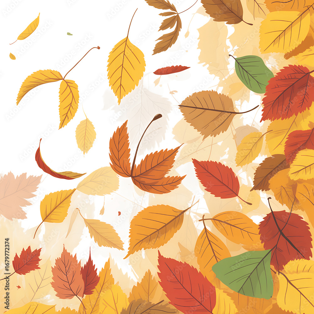 Obraz premium Autumn Leaves Falling in a Colorful Cascade