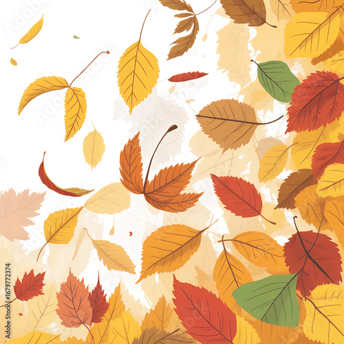 Autumn Leaves Falling in a Colorful Cascade