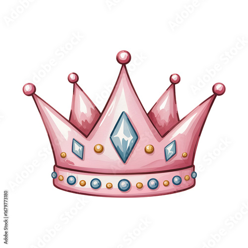 Pink Princess Crown with Diamonds and Pearls