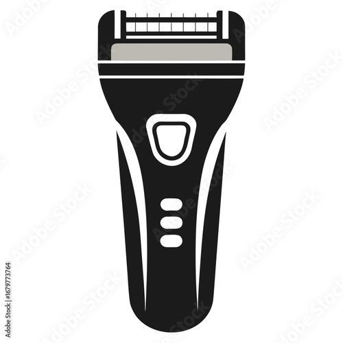 Electric Shaver Black Silhouette Vector on White Background