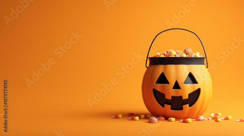 Jack O'Lantern Trick or Treat Bucket Halloween Background