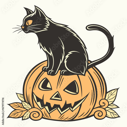 It’s simple, clear, and covers the main elements: cat, pumpkin, Halloween, and that it’s an illustration