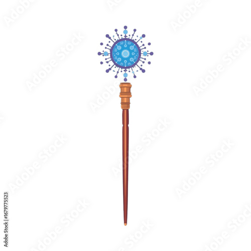 Mystical Blue Orb Magic Staff Vector Illustration
