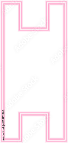 Neon outline shape of a long and bold H-shaped form with concave sides.