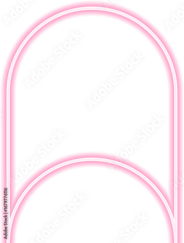 Shape with neon outline and concave side on one side and convex side on the opposite side.