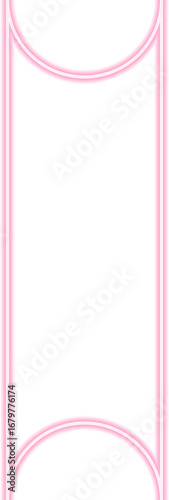 Shape with neon outline of a long rectangle with concave sides on two opposite sides.