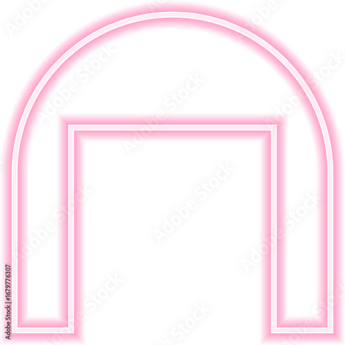 Shape features a neon outline with a concave rectangle, rounded side, and a large squared concave on the opposite side.