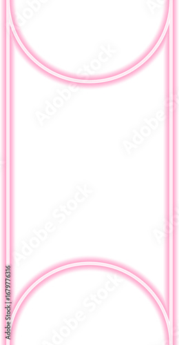 Shape features a neon outline with a concave rectangle and concave on two opposite sides.