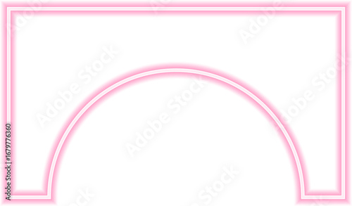 Shape features a neon outline with a concave rectangle and a large circular concave side.