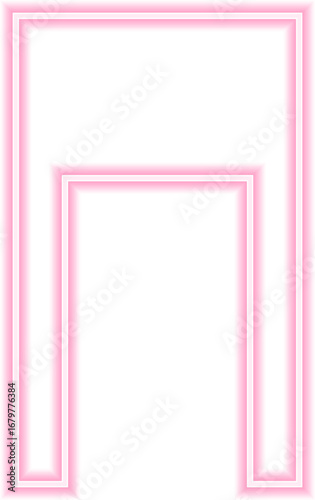 Shape features a neon outline with a concave rectangle and a long squared concave side.