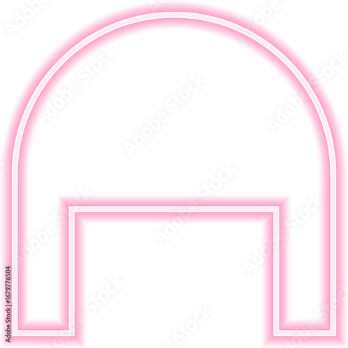 Neon outline shape with a squared concave opposite side and a concave rounded side.