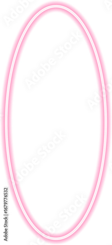 Neon outline shape of a simple oval with a concave side.
