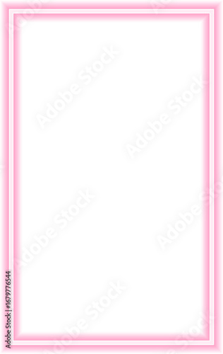 Neon outline shape of a simple rectangle with a concave side.
