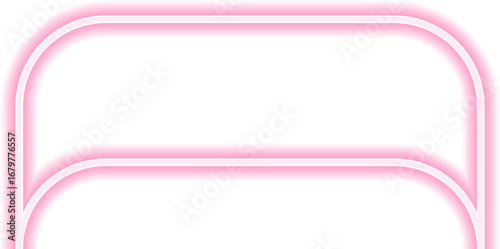 Shape with a neon outline, featuring a square form with rounded corners and one concave side.
