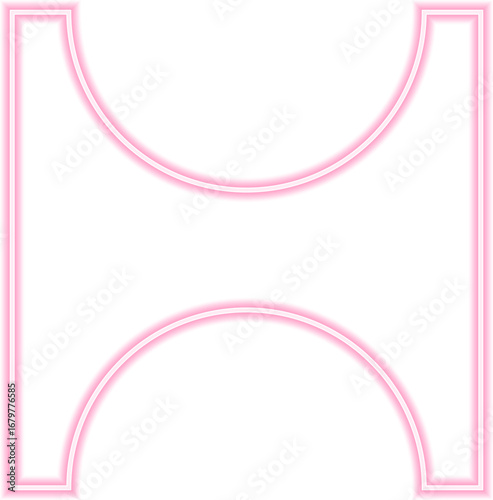 Square shape with a neon outline featuring two opposite sides with large circular concave sections.