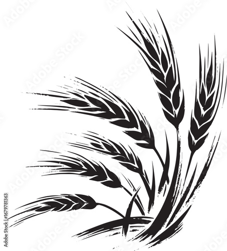 Minimalist sumi-e illustration of barley field, embodying zen si