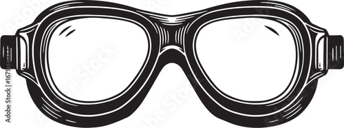 Vintage Aviator Goggles Hand-Drawn Illustration in Woodcut Style