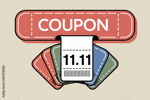 A coupon with the number eleven point eleven and a barcode coming out of a coupon dispenser like machine