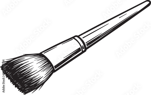 Monochrome depiction of an artists paintbrush in a vintage etche