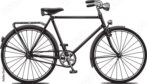 Classic Bicycle Illustration: Vintage-Style Woodcut Drawing on I