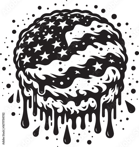 Creative Abstract Illustration of American Flag Meltdown Symbolizing Various Concepts