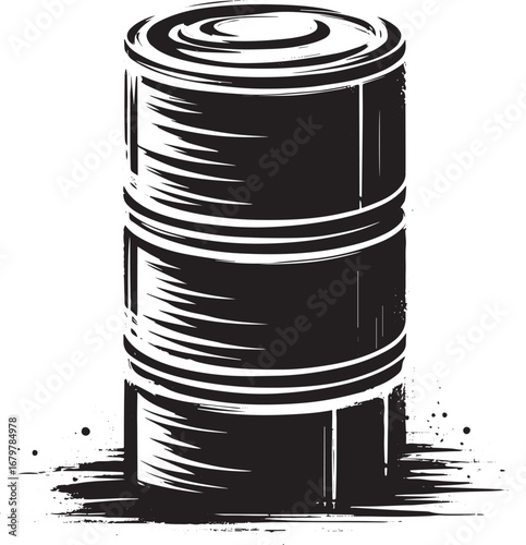 Minimalistic sumi-e style illustration of a black cylinder barre