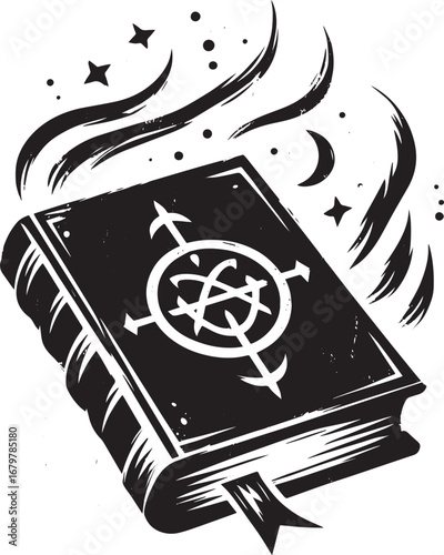 Mystical Grimoire Icon: A Sumi-e Styled Logo of an Enchanted Boo