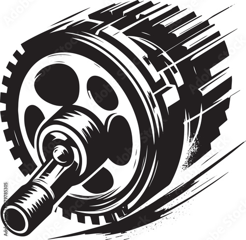 Crankshaft depiction in abstract monochrome, showcasing power, m